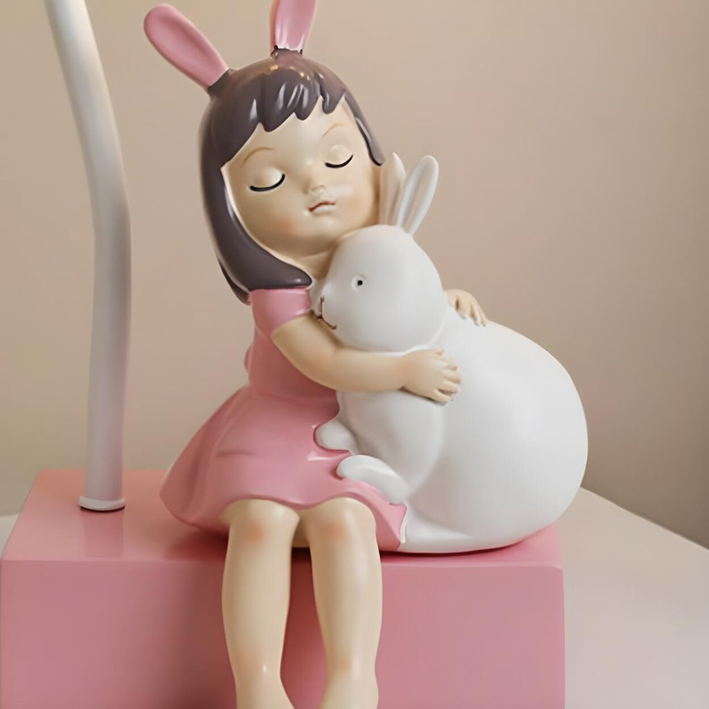 Söt rosa tecknad bordslampa för flickors sovrumsinredning