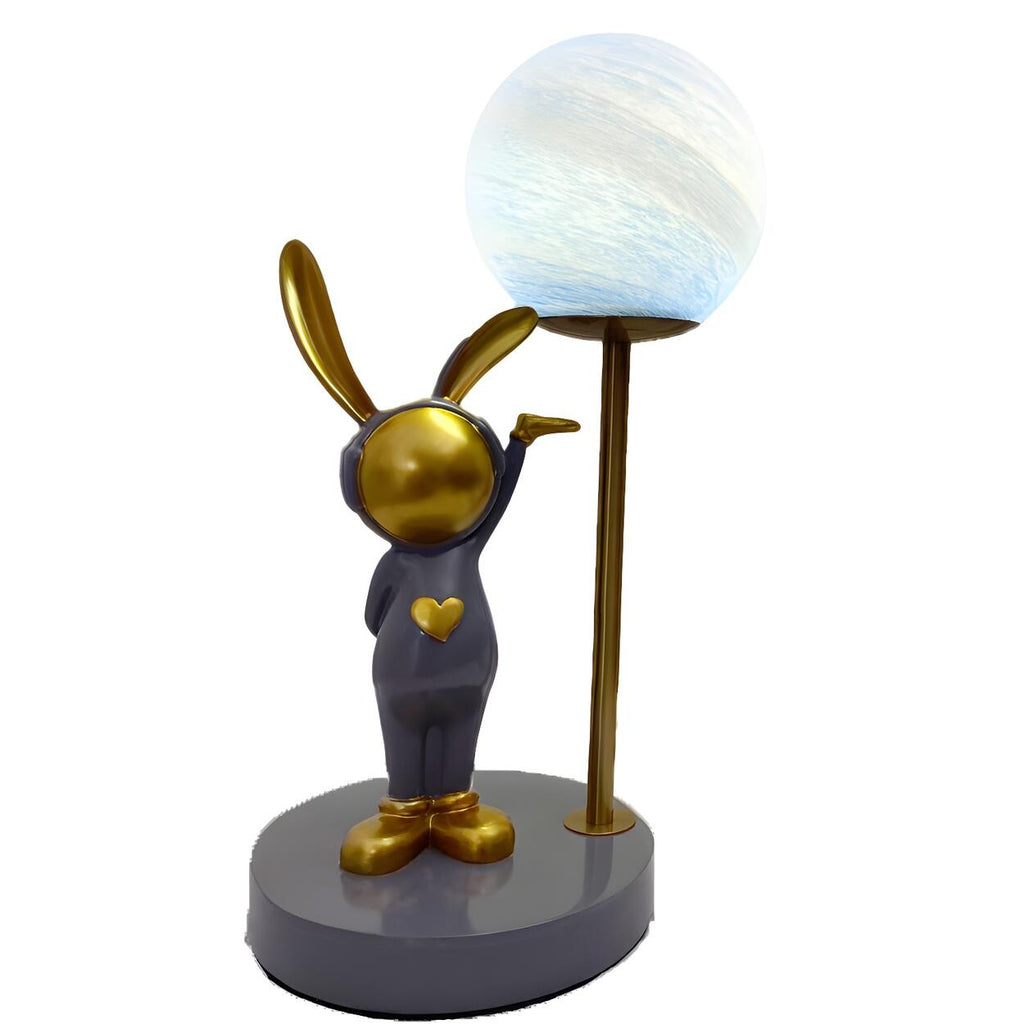 Nyckfull Bunny Globe-bordslampa med glasskärm och metallfot