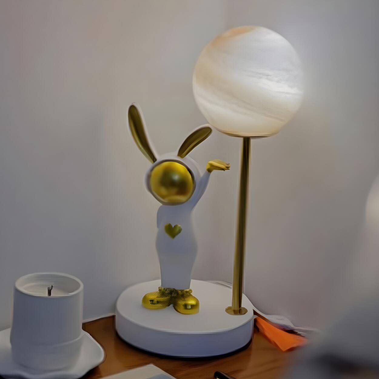 Nyckfull Bunny Globe-bordslampa med glasskärm och metallfot
