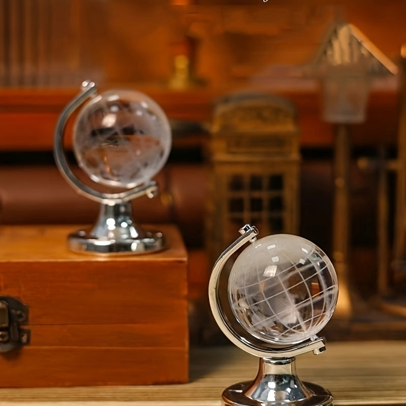 Elegant kristallglobdisplay – Dekorativ heminredning på metallställ, perfekt present till skrivbordet eller vardagsrummet