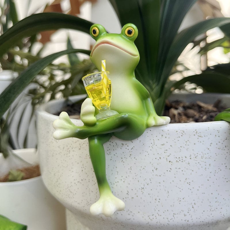 Groda Resin Växthängare Figur - Dekorativt inomhus- och utomhusväxttillbehör