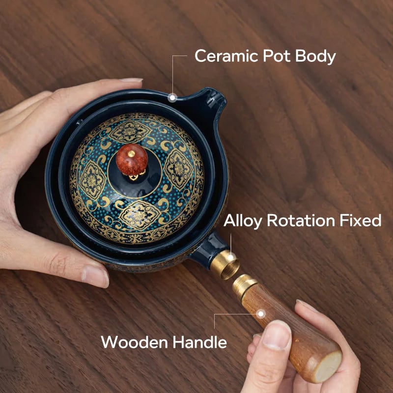 SpinTea 360° roterande teservis – Inkluderar 4 koppar och praktisk förvaringspåse