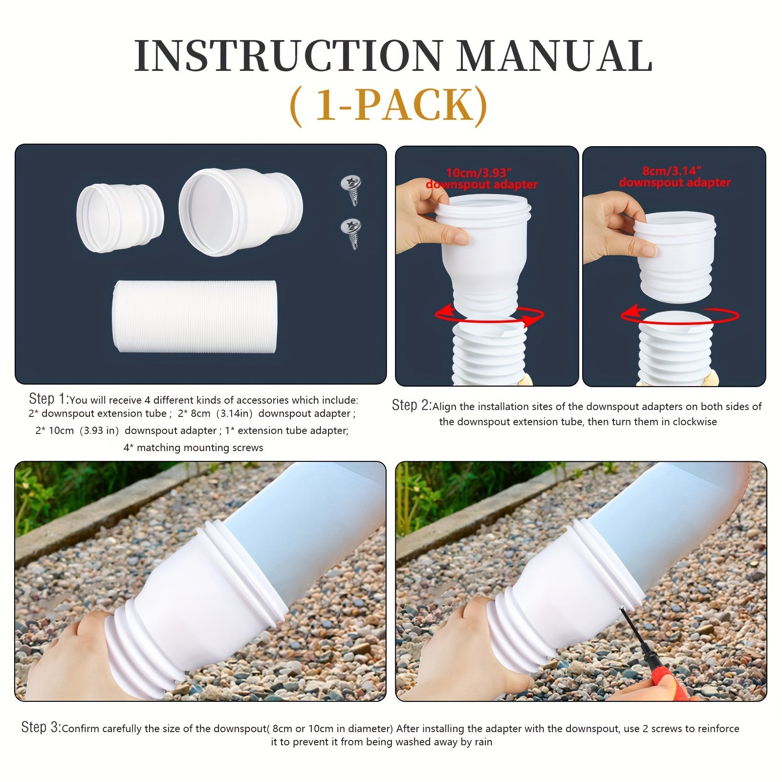 Flexibel rund stuprörsförlängning - Teleskopisk PE-rännkoppling