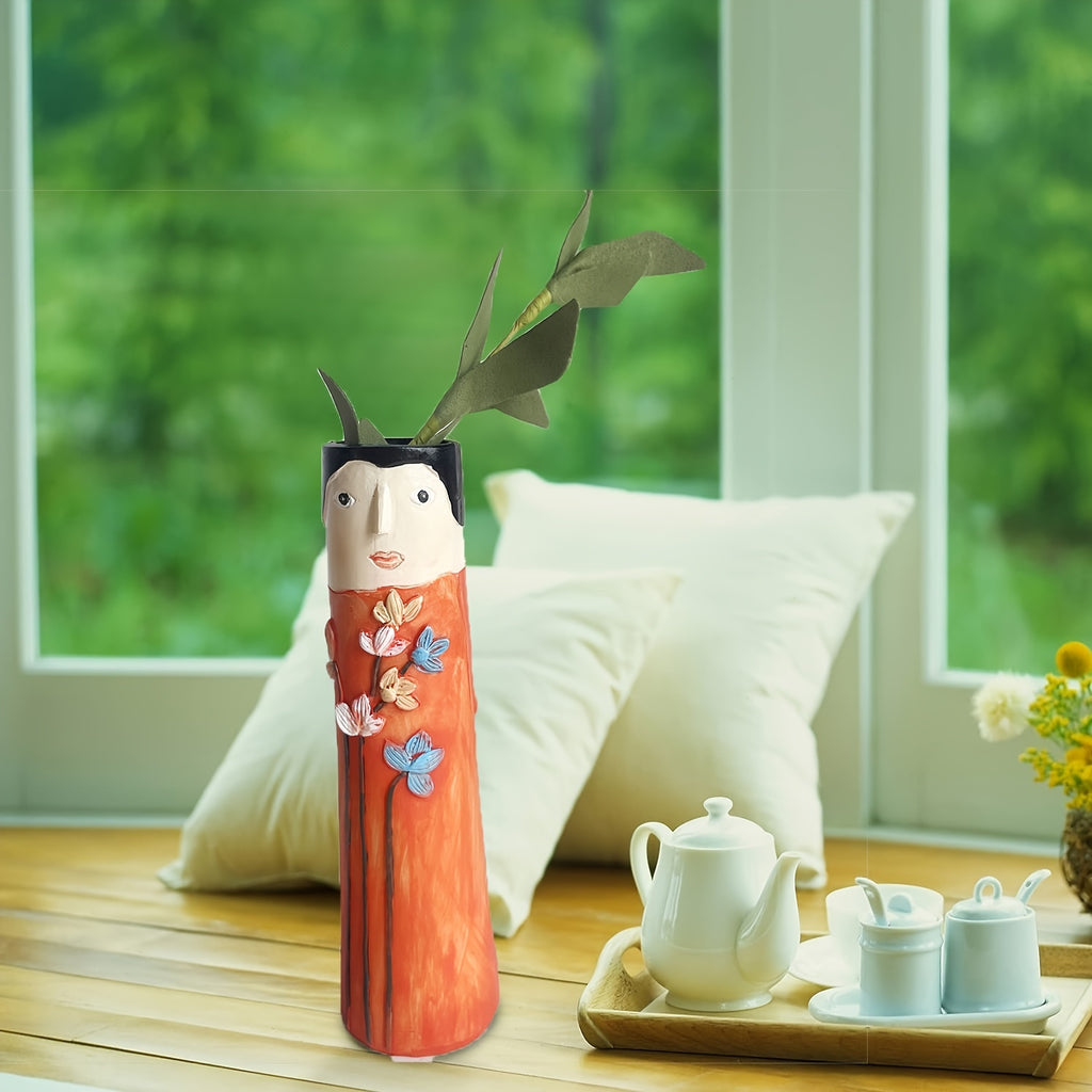 Konstnärliga keramiska ansiktsvaser – Handgjorda bohemiska krukor för blommor och lantlig heminredning