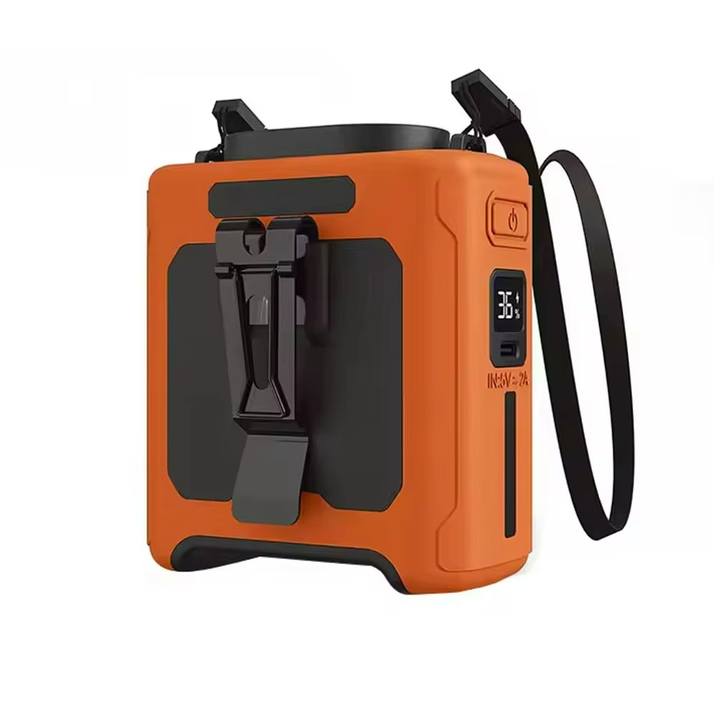 Uppladdningsbar midjefläkt med inbyggd powerbank och LED-ficklampa — Handsfree-kylning