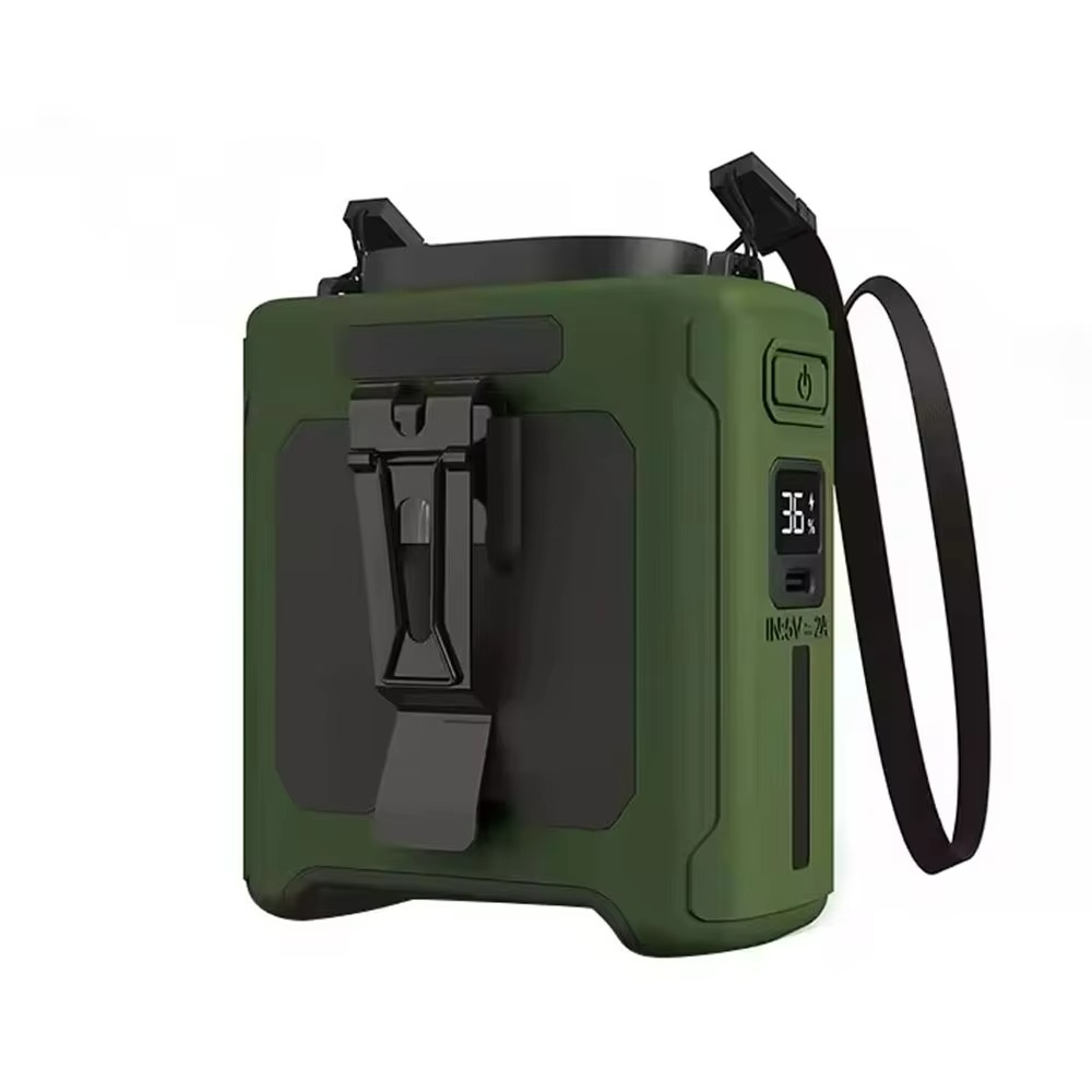 Bärbar midjefläkt – Handsfree-kylning med inbyggd powerbank och LED-ficklampa