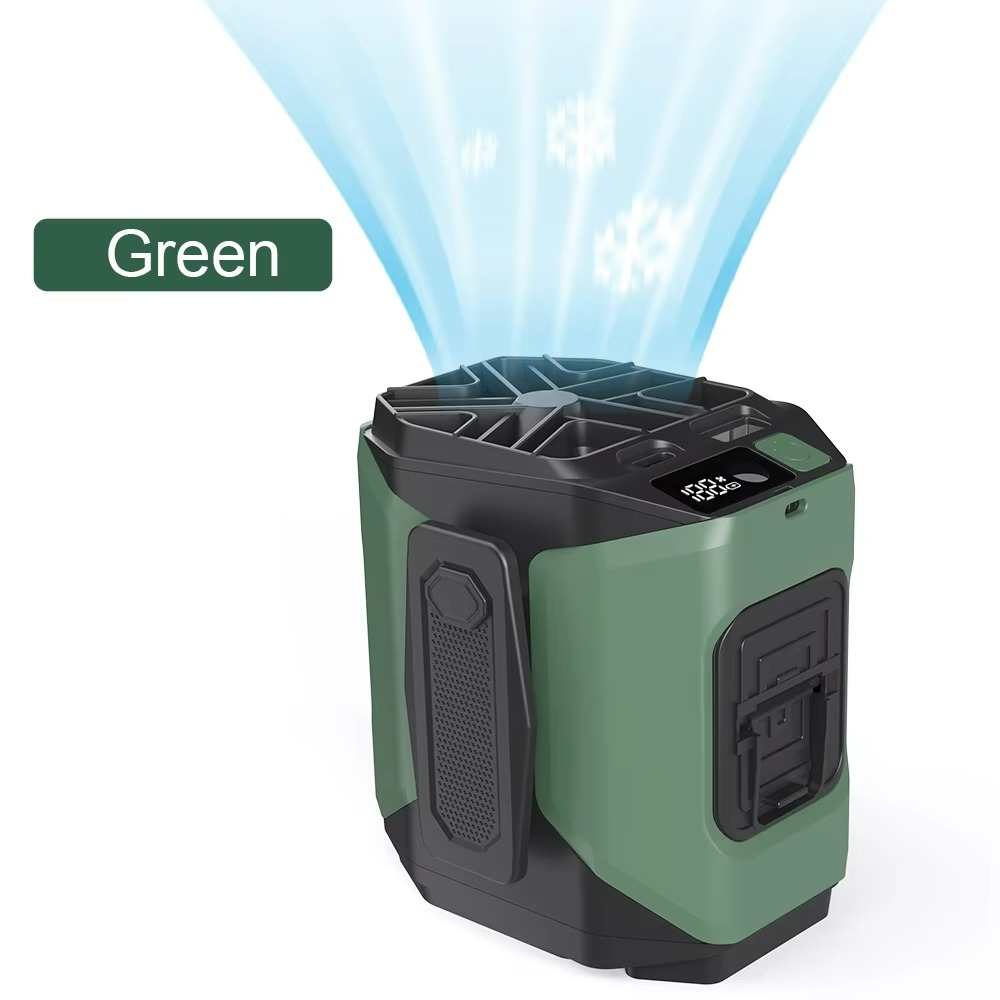 Uppladdningsbar midjefläkt med inbyggd powerbank och LED-ficklampa — Handsfree-kylning