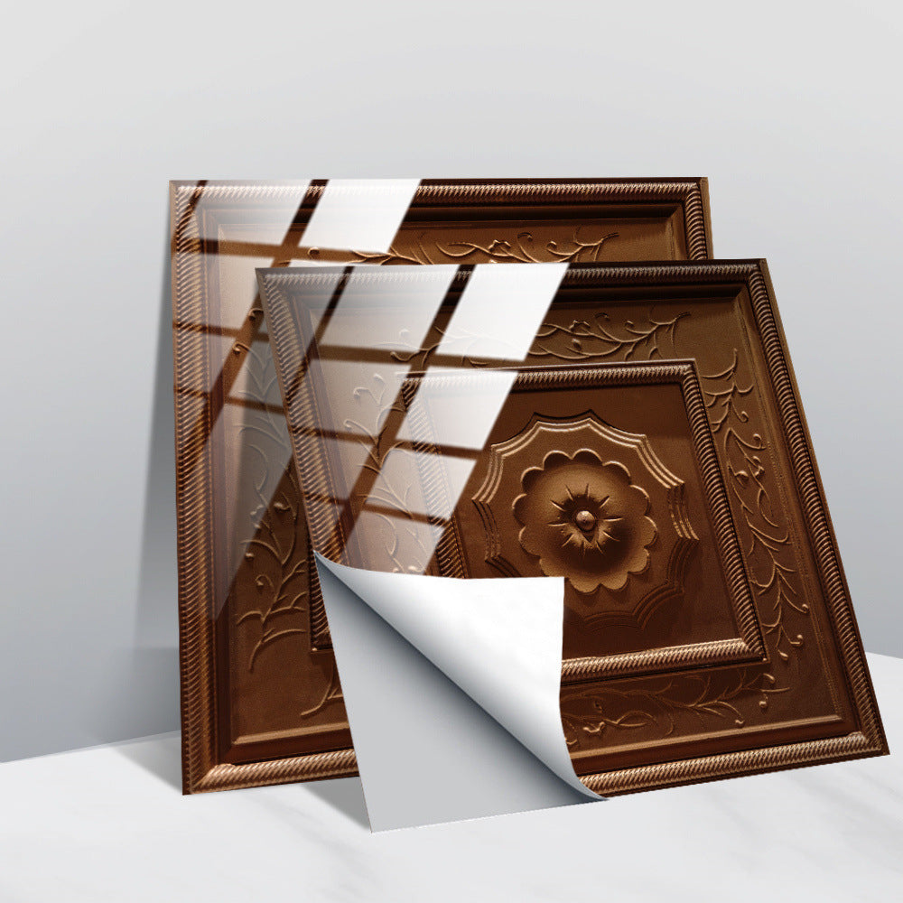 Retro Glansig Kakeltapet - Vintage Mönster Peel & Stick PVC Vägg- och Möbelbeklädnad