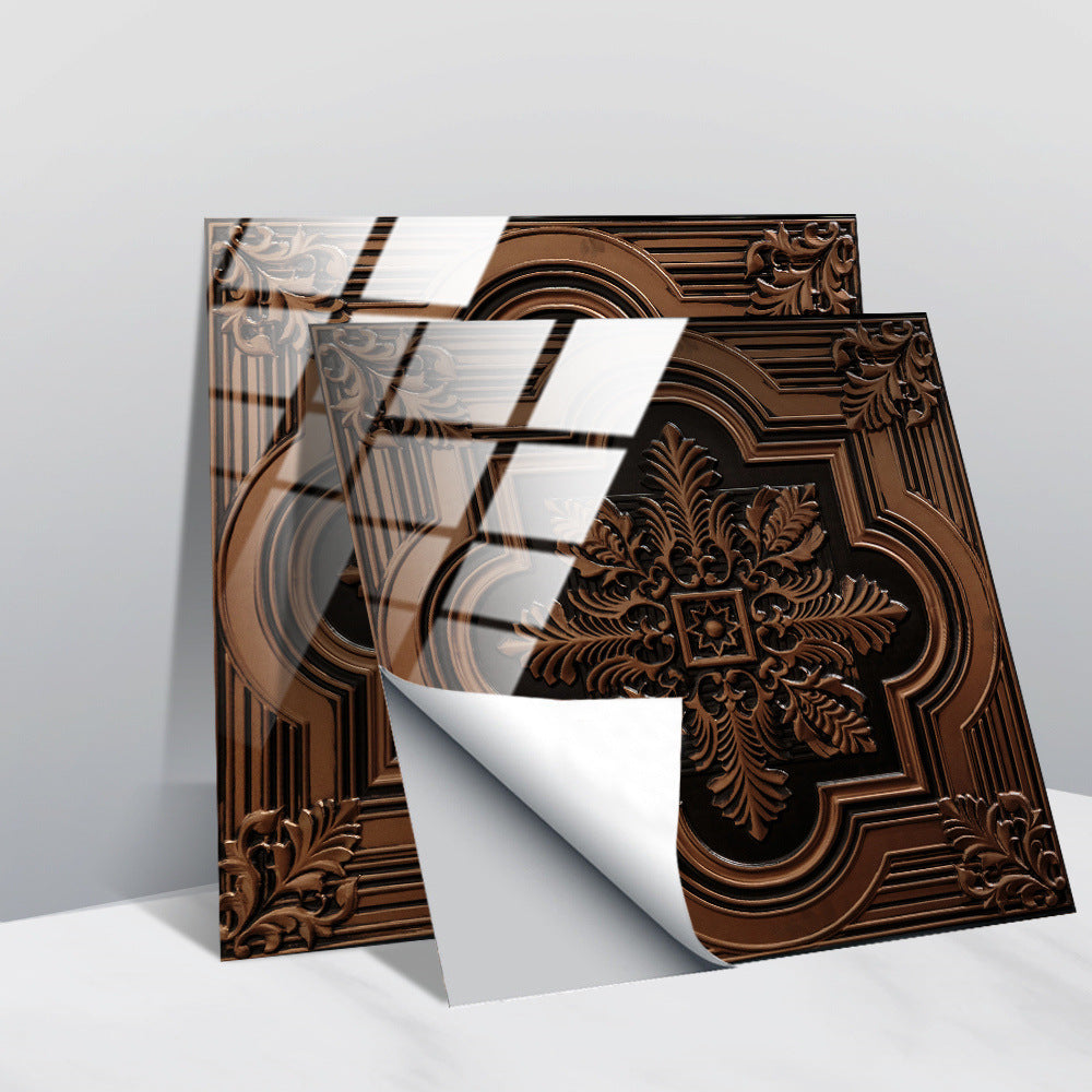 Retro Glansig Kakeltapet - Vintage Mönster Peel & Stick PVC Vägg- och Möbelbeklädnad