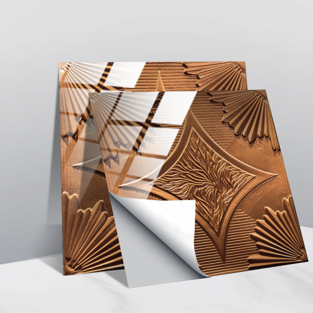 Retro Glansig Kakeltapet - Vintage Mönster Peel & Stick PVC Vägg- och Möbelbeklädnad