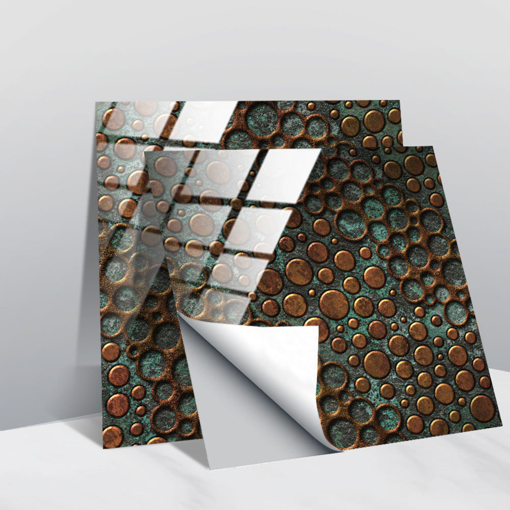 Retro Glansig Kakeltapet - Vintage Mönster Peel & Stick PVC Vägg- och Möbelbeklädnad