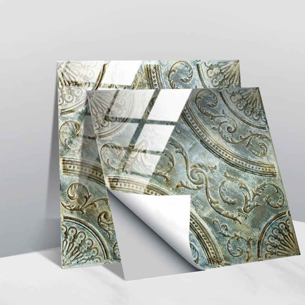 Retro Glansig Kakeltapet - Vintage Mönster Peel & Stick PVC Vägg- och Möbelbeklädnad