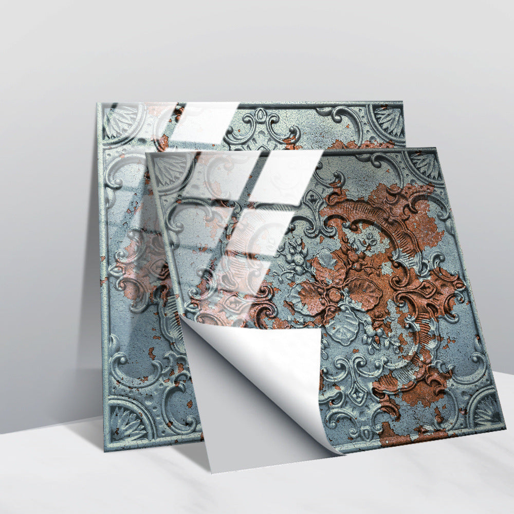 Retro Glansig Kakeltapet - Vintage Mönster Peel & Stick PVC Vägg- och Möbelbeklädnad