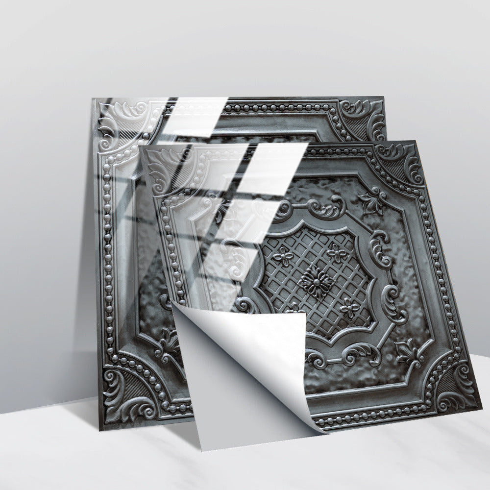 Retro Glansig Kakeltapet - Vintage Mönster Peel & Stick PVC Vägg- och Möbelbeklädnad