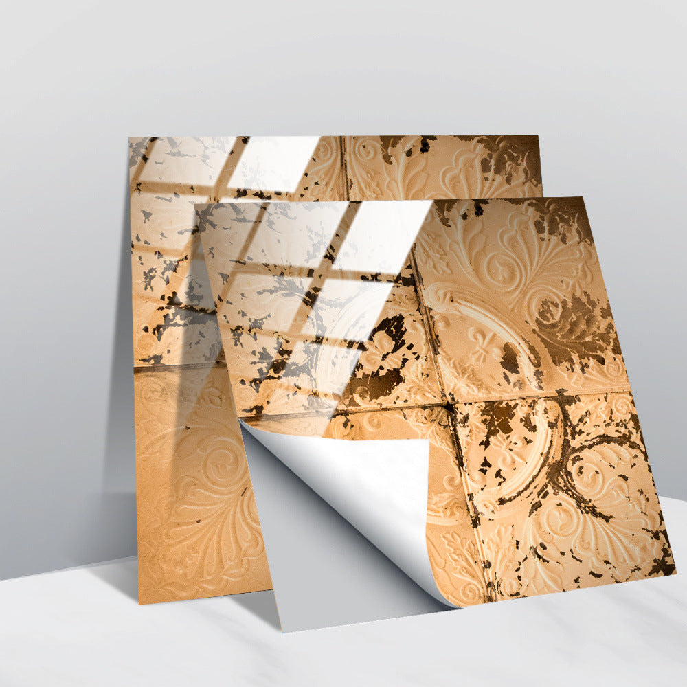 Retro Glansig Kakeltapet - Vintage Mönster Peel & Stick PVC Vägg- och Möbelbeklädnad