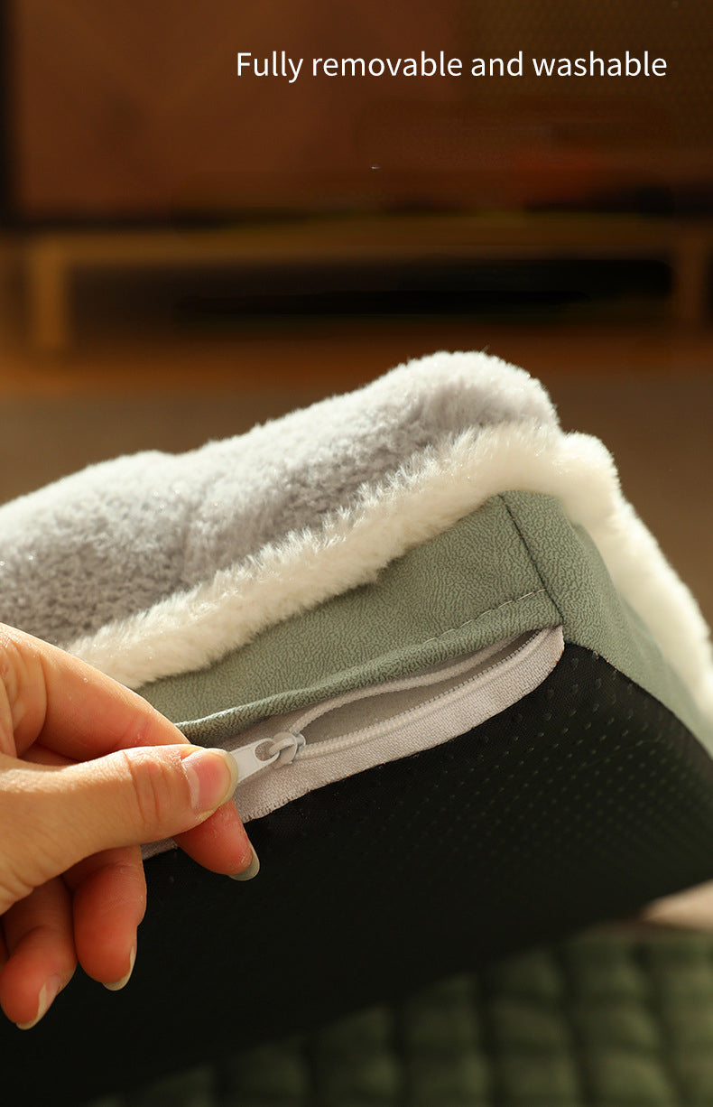 Mjuk, pälsad hundlounge – Bekväm bäddsoffa för husdjur