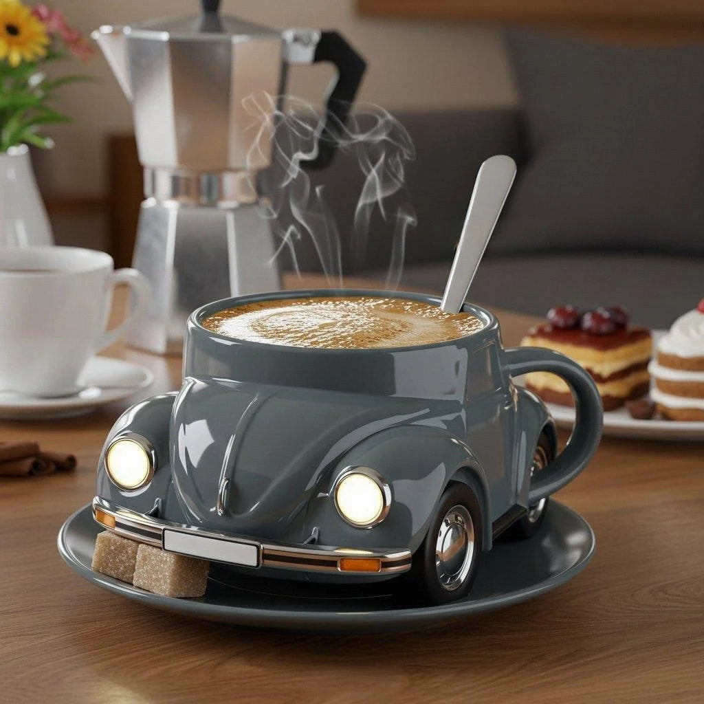 3D-kaffemugg med bilmotiv - Nyhet i keramik för te och kaffe för bilälskare
