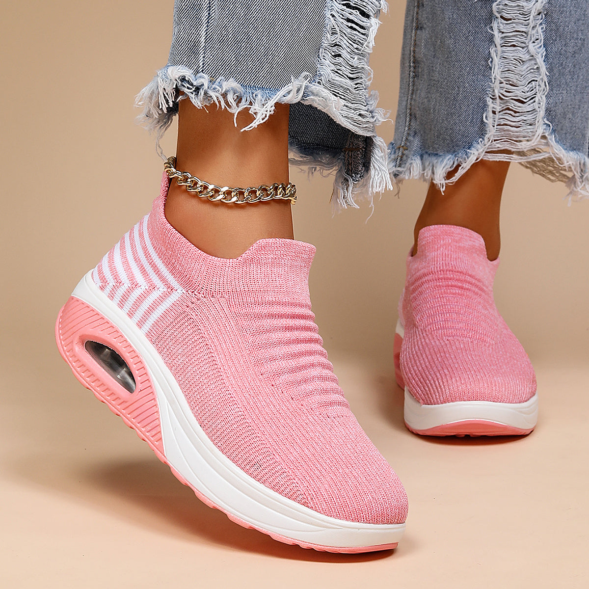 Ermintrude | Stickad slip-on-sneaker med luftdämpning – sportig promenadsko