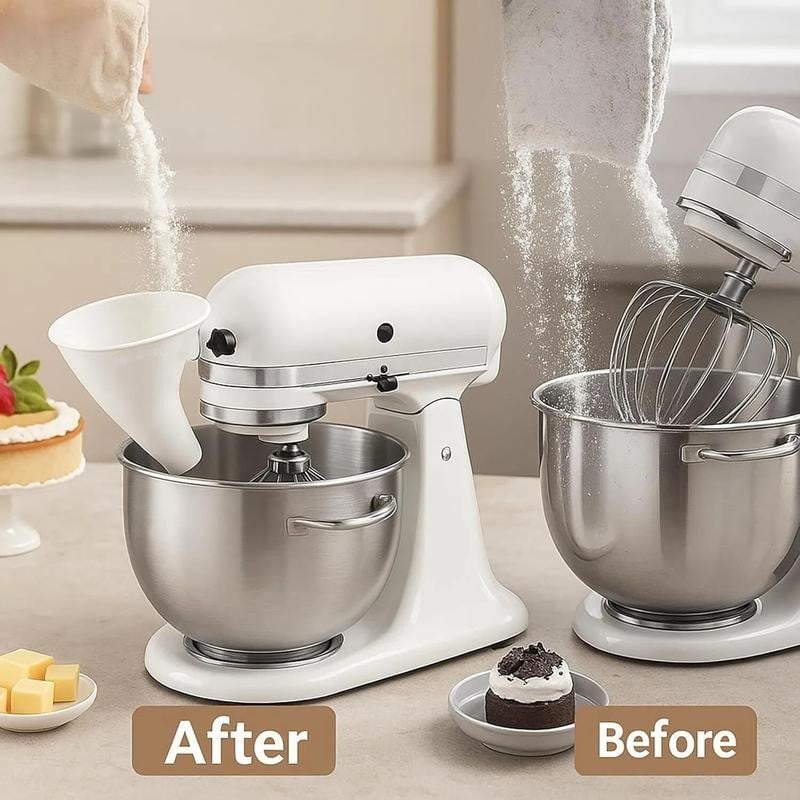 Universal mjöl- och sockertratt – perfekt för KitchenAid-mixrar och matlagningsmaskiner