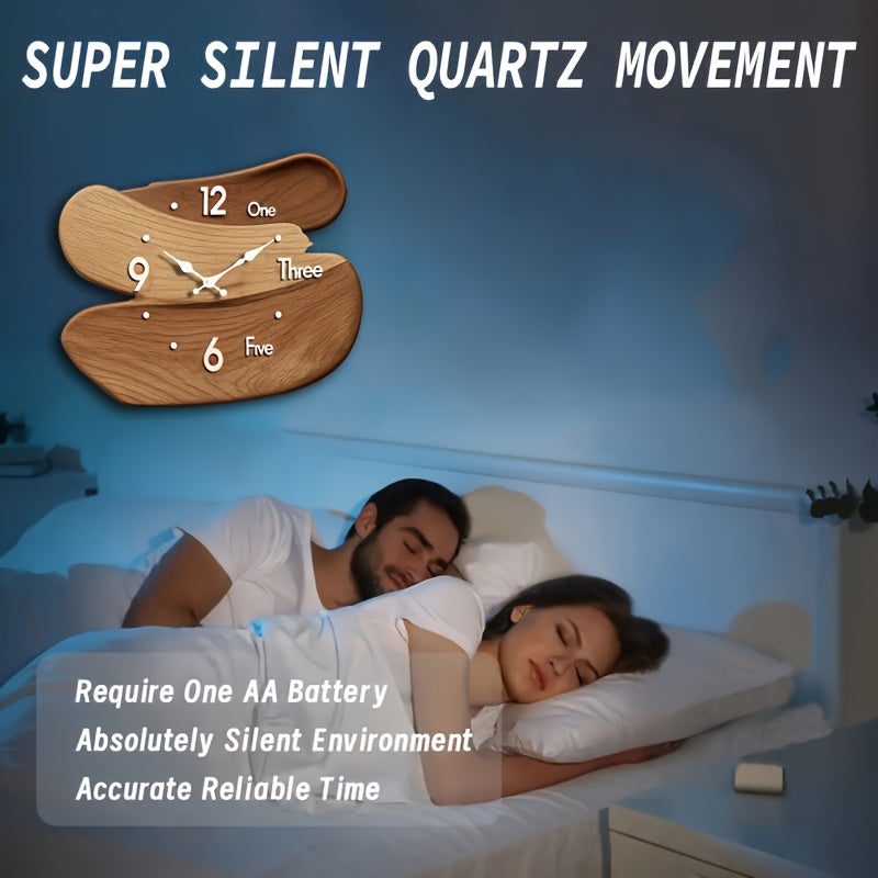 Rustik mosaik träväggklocka – Tyst, icke-tickande dekorativ klocka