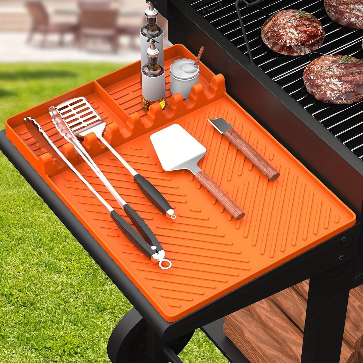 Kraftig silikon grillmatta – Halkfri grillplatta för sidohyllor för matlagningsverktyg