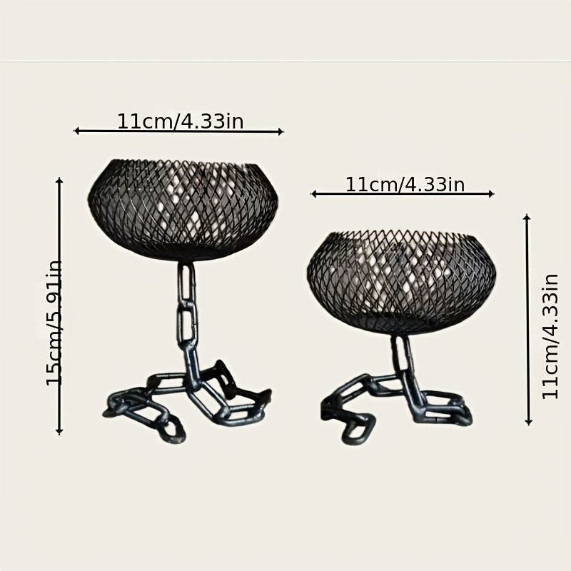 Rustika industriella järnljusstakar med 2 hängande kedjor för heminredning