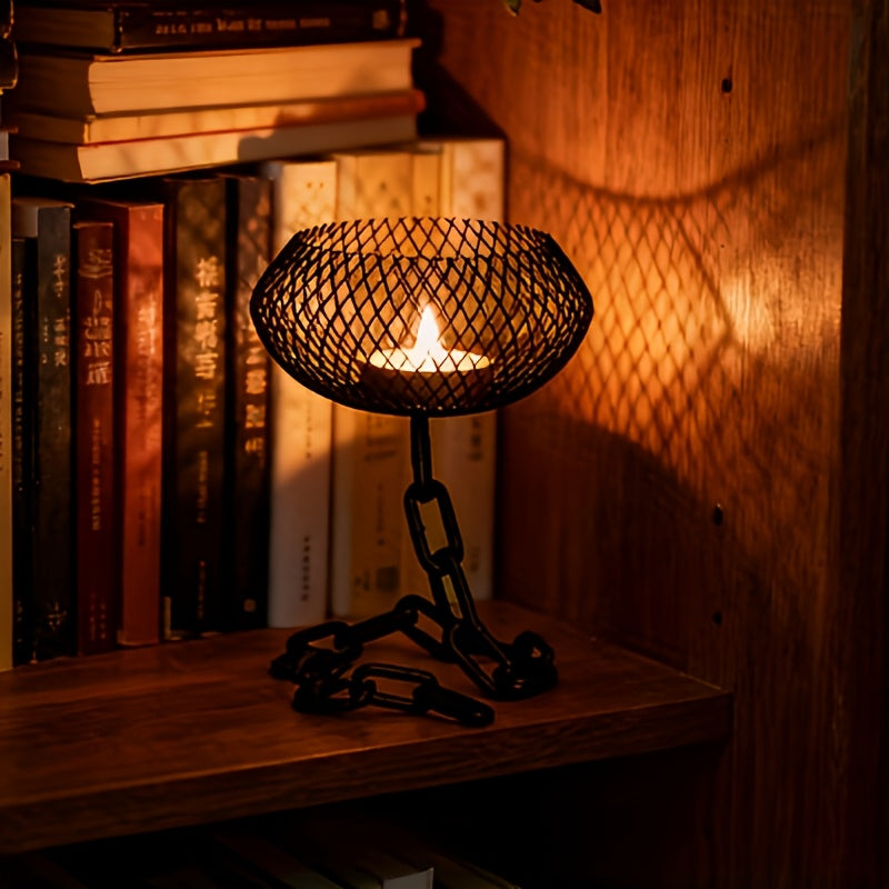 Rustika industriella järnljusstakar med 2 hängande kedjor för heminredning