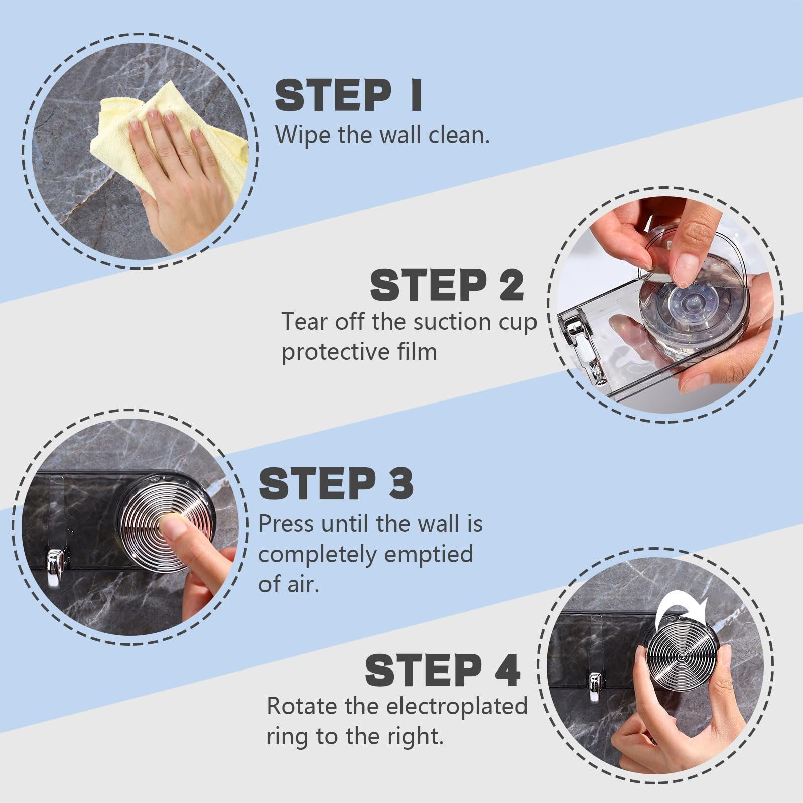 Platsbesparande sugkrokar – 5 hopfällbara justerbara vägghängare, ingen borrning behövs