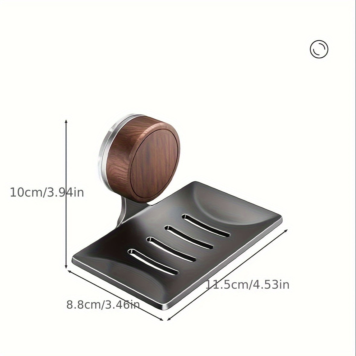 Minimalistisk tvålkopp i valnöt – Väggmonterad sugdesign med snabb dränering