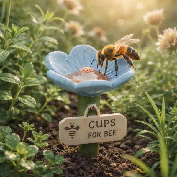 Dekorativ vattenstation för pollinatörer – Vattenskål för utomhusträdgårdsbi för fjärilar och nyttiga insekter