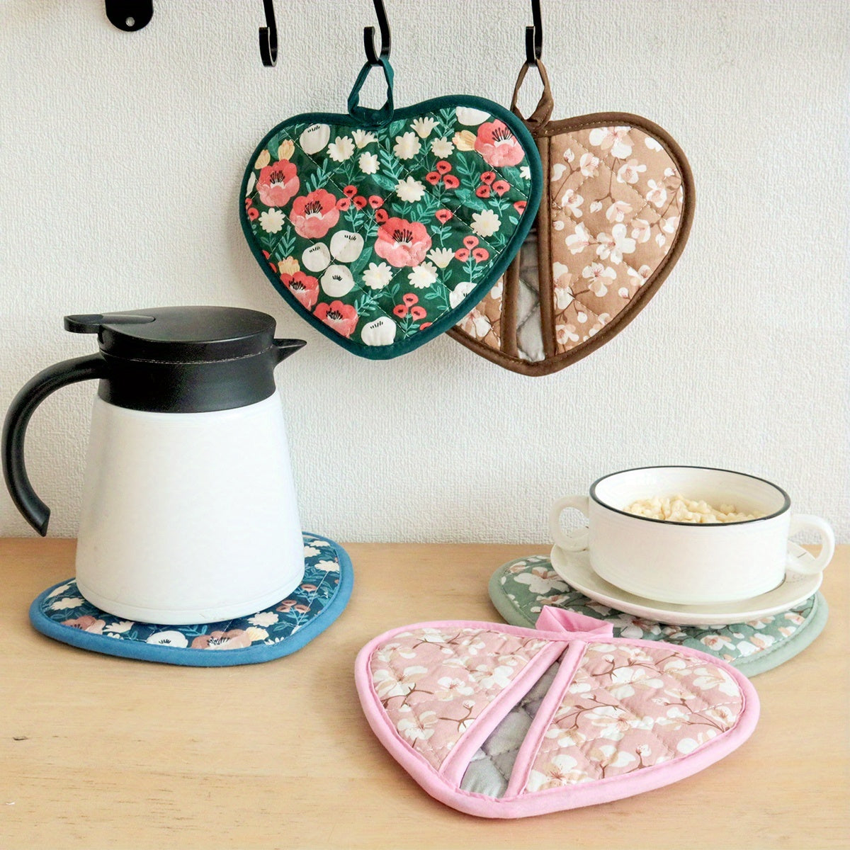 2-delade hjärtformade ugnsvanteunderlägg – värmebeständigt köksskydd