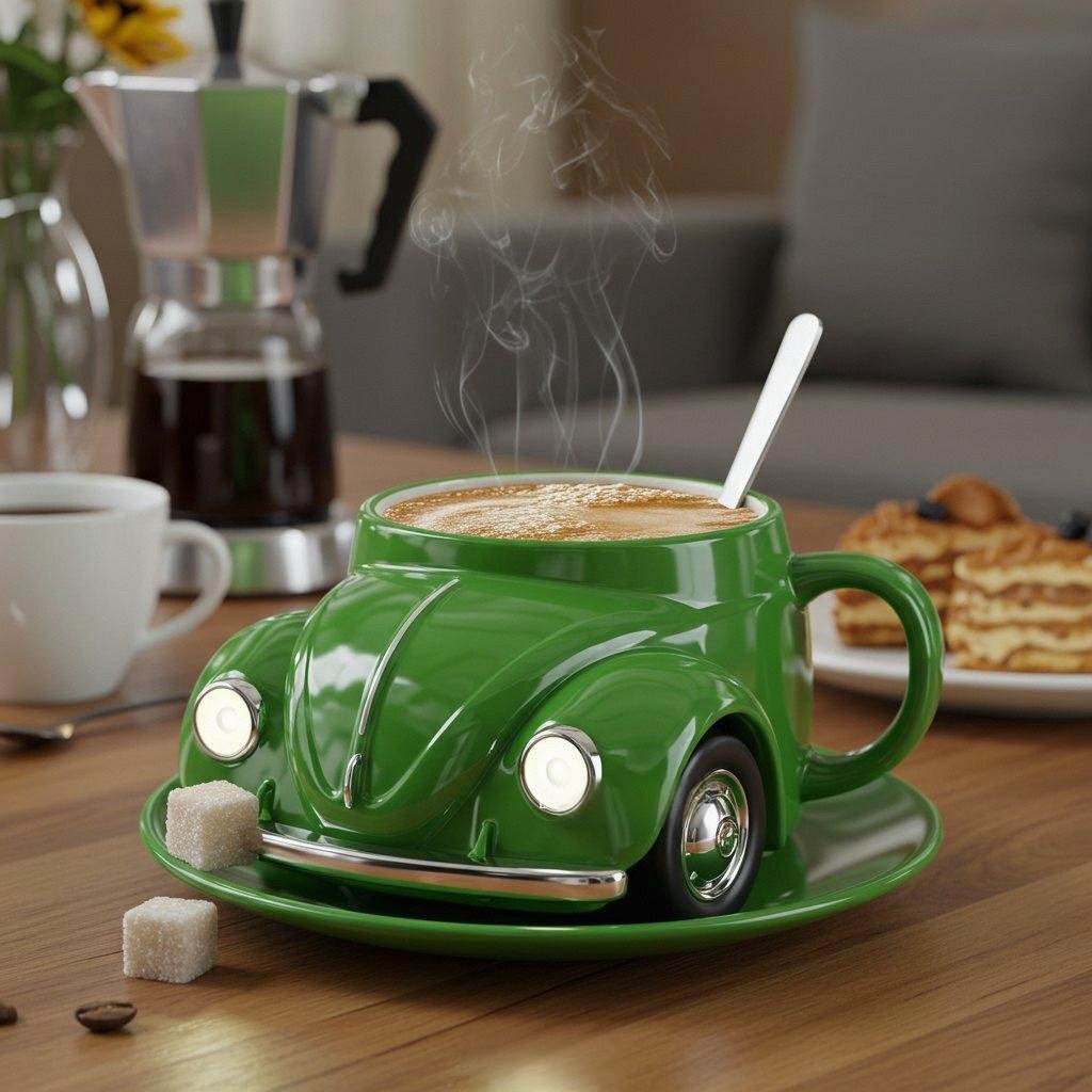 3D-kaffemugg med bilmotiv - Nyhet i keramik för te och kaffe för bilälskare