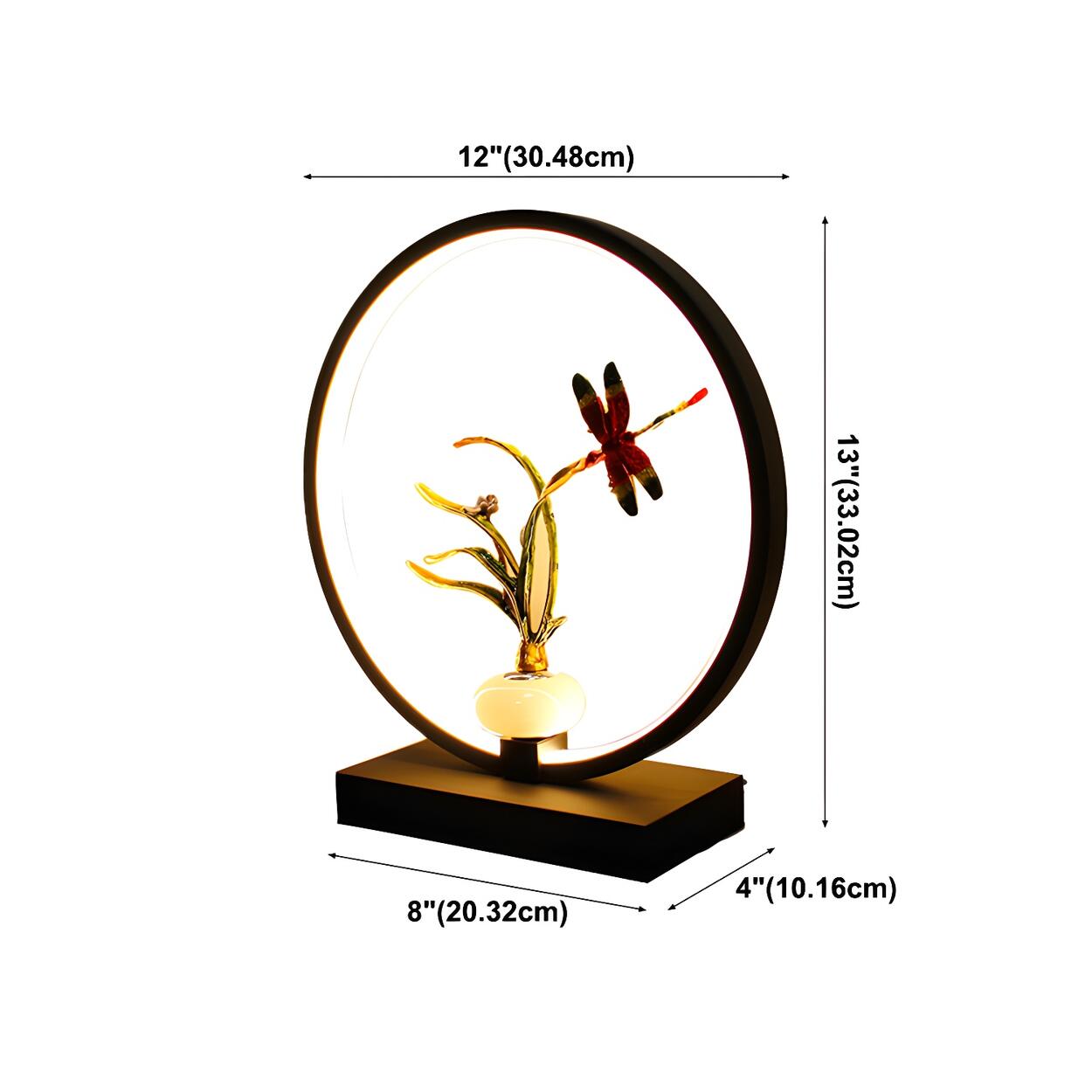 Oval LED-bordslampa med blommönster – Dekorativ accentbelysning för hemmet