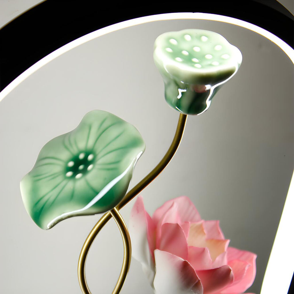 Chic Lotus-inspirerad svart metall geometrisk bordslampa