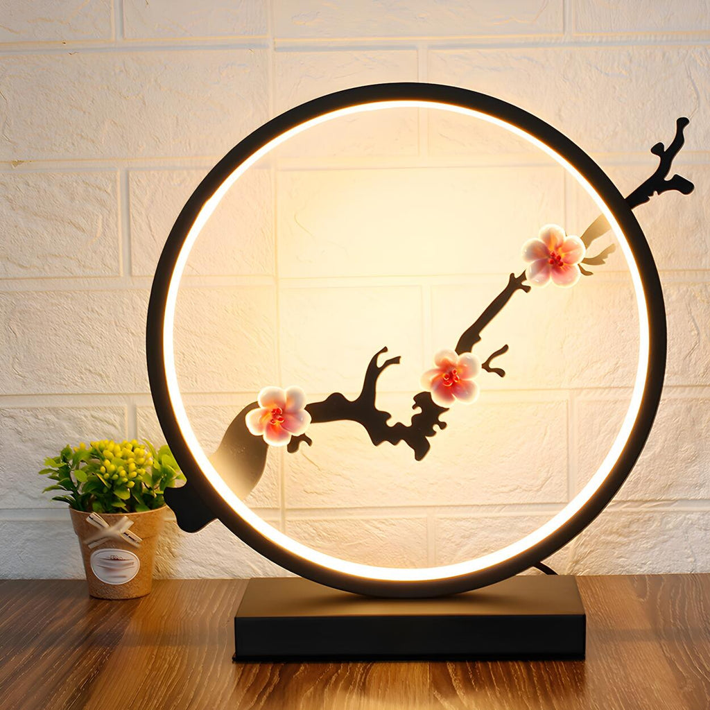 Chic Lotus-inspirerad svart metall geometrisk bordslampa