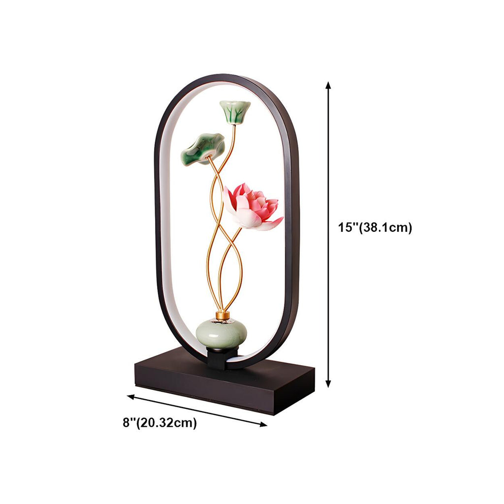 Chic Lotus-inspirerad svart metall geometrisk bordslampa