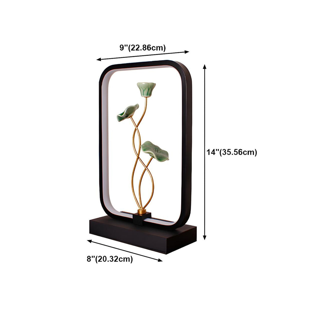 Chic Lotus-inspirerad svart metall geometrisk bordslampa