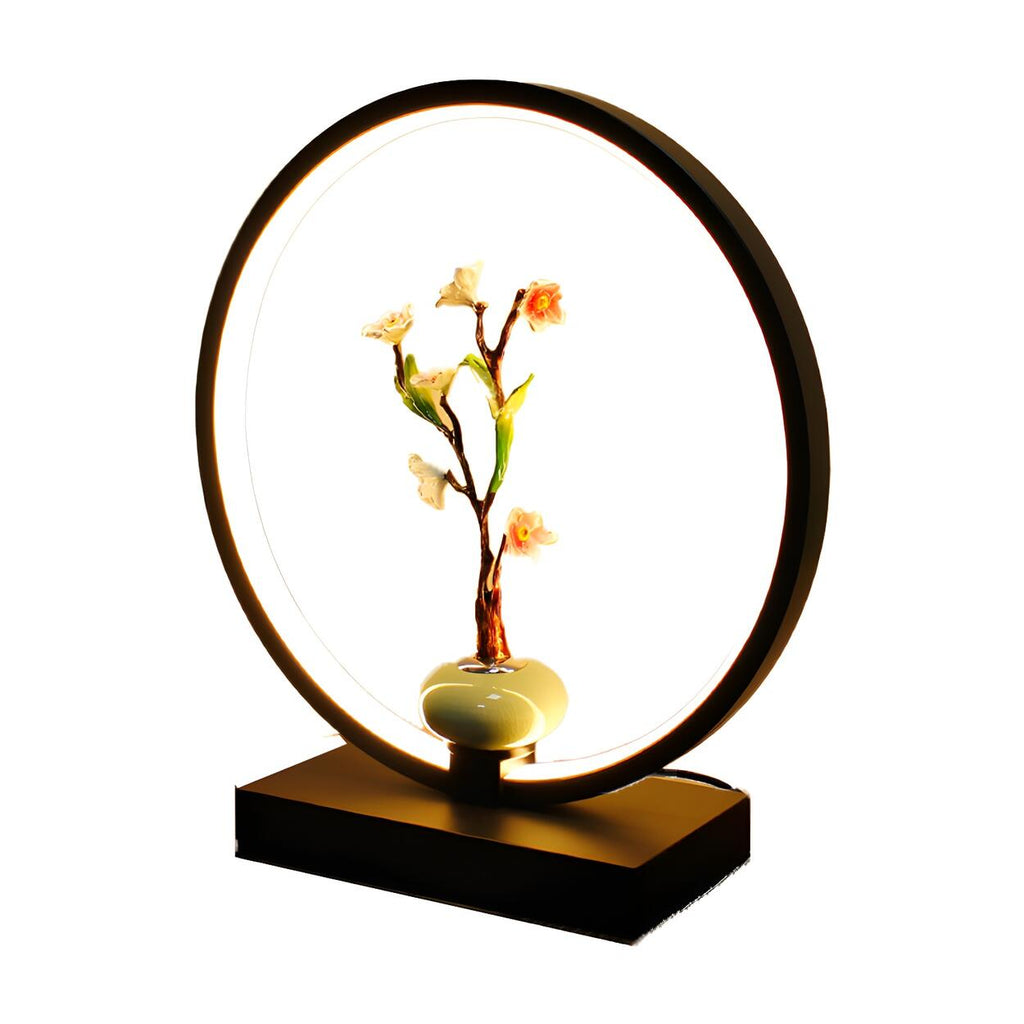 Chic Lotus-inspirerad svart metall geometrisk bordslampa