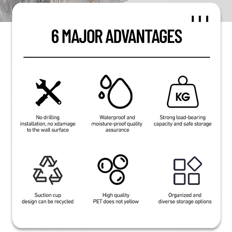 Platsbesparande sugkrokar – 5 hopfällbara justerbara vägghängare, ingen borrning behövs