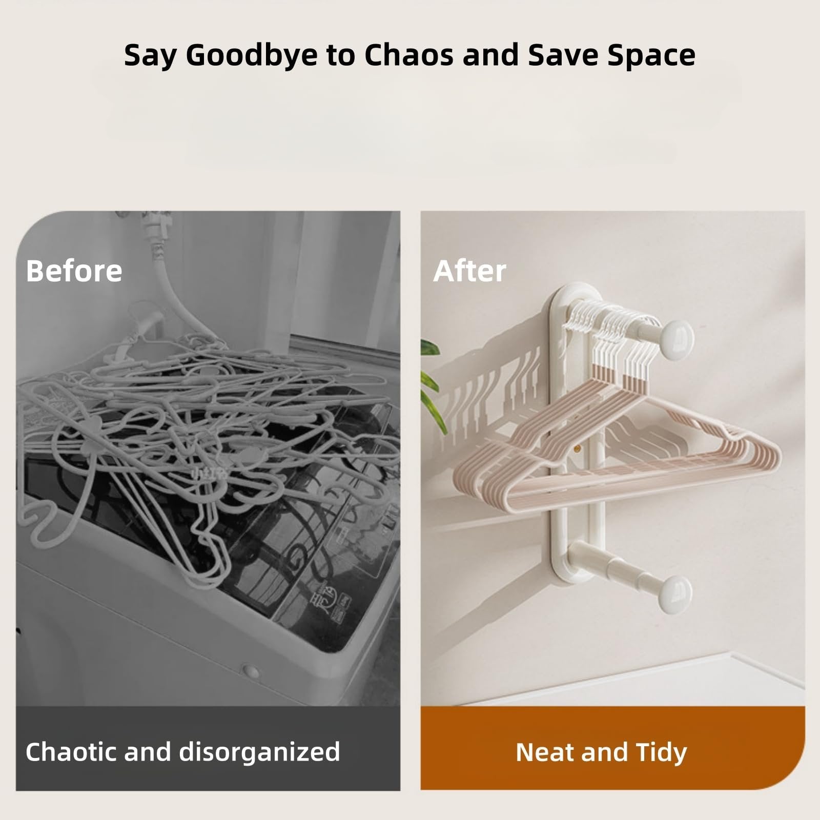 Justerbar vägghylla med dubbla lager – Platsbesparande klädorganisatör