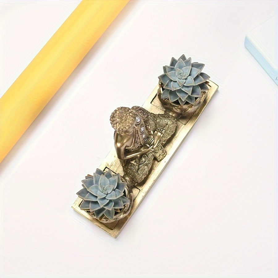 Suckulentplanter i Zen Buddha-stil – Dekorativ kruka i harts för inomhus- och utomhusinredning
