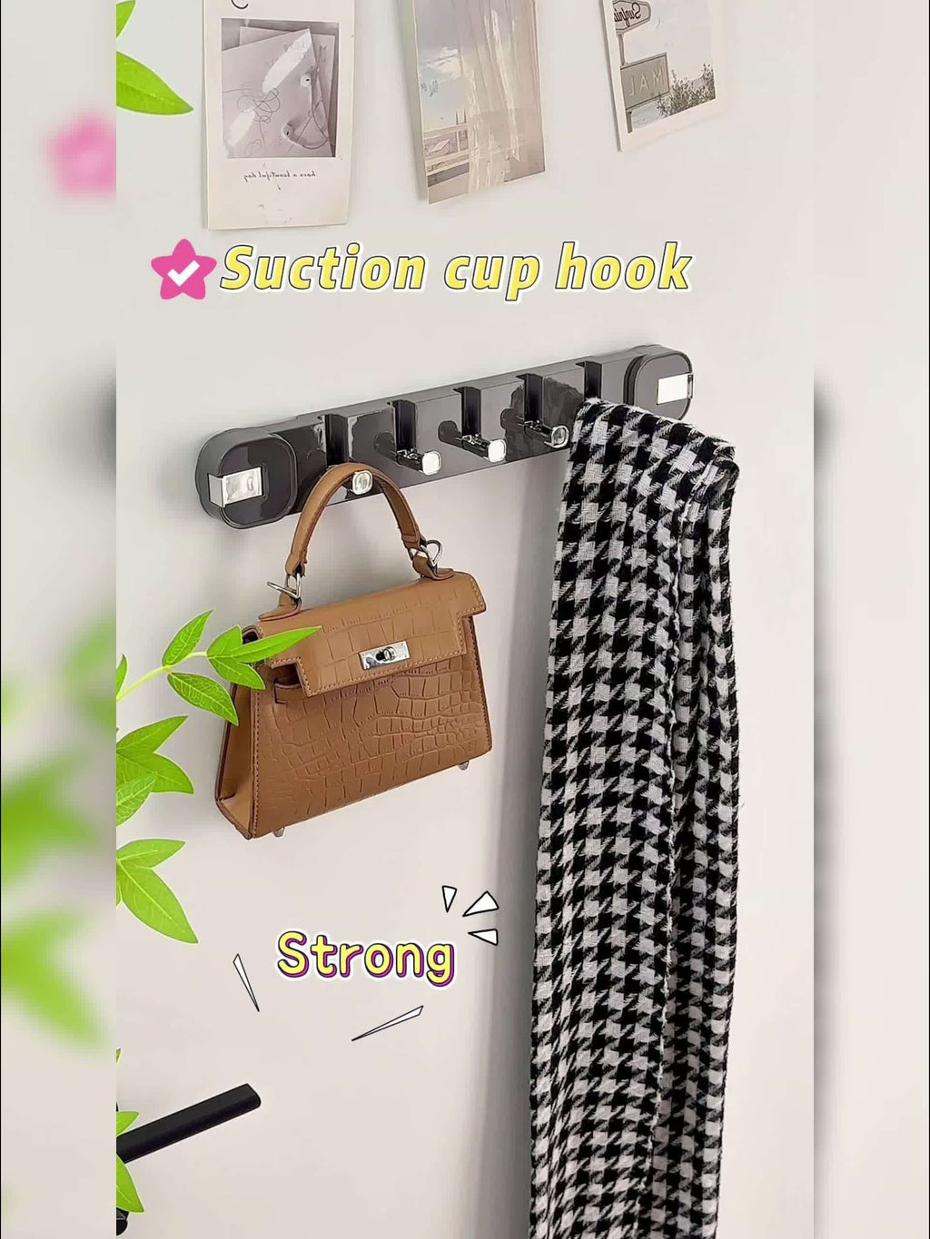 Platsbesparande sugkrokar – Säker väggorganisatör med 5 krokar