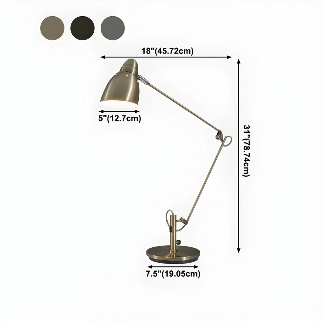 Elegant silverfärgad skrivbordslampa med klockskärm – Modern metallbordslampa för studier och arbetsytor