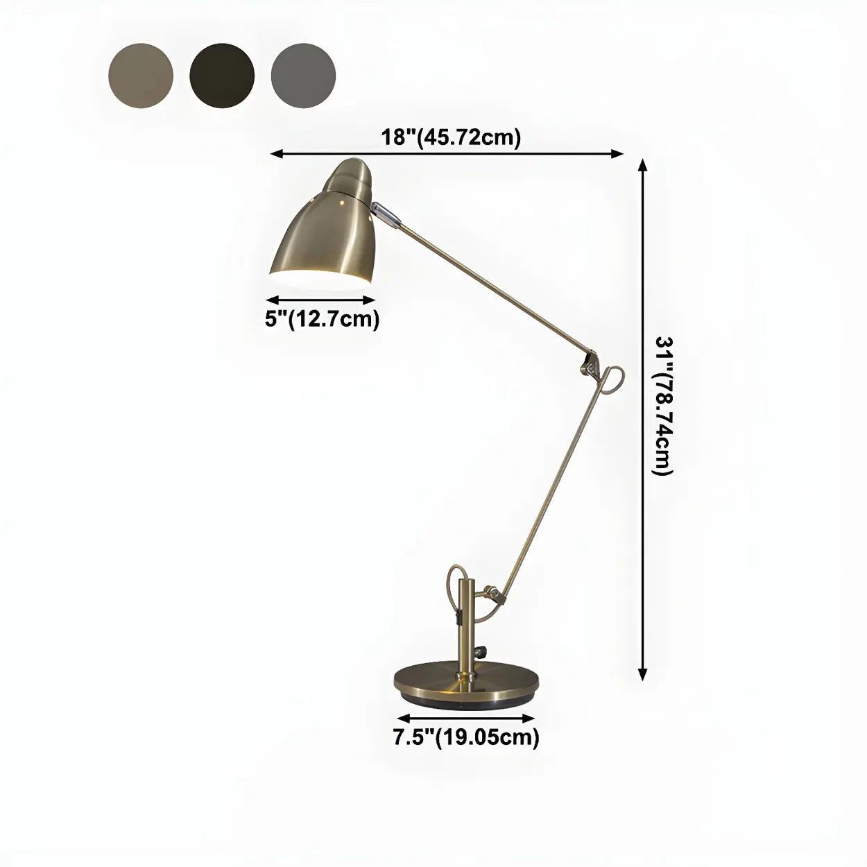 Elegant silverfärgad skrivbordslampa med klockskärm – Modern metallbordslampa för studier och arbetsytor