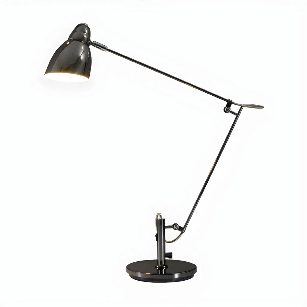 Elegant silverfärgad skrivbordslampa med klockskärm – Modern metallbordslampa för studier och arbetsytor