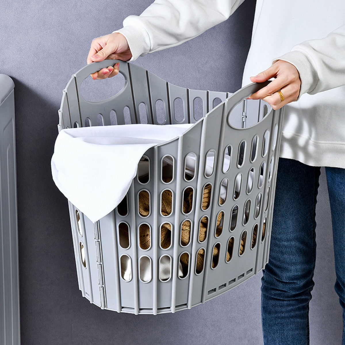 FlexiFold bärbar tvättkorg – Kompakt och lättbärbar klädkorg