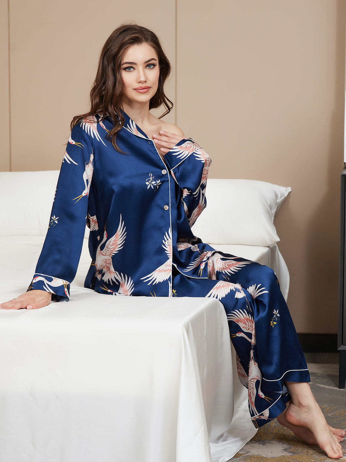 Mariska - Luxe Zijden Pyjama Set met Print