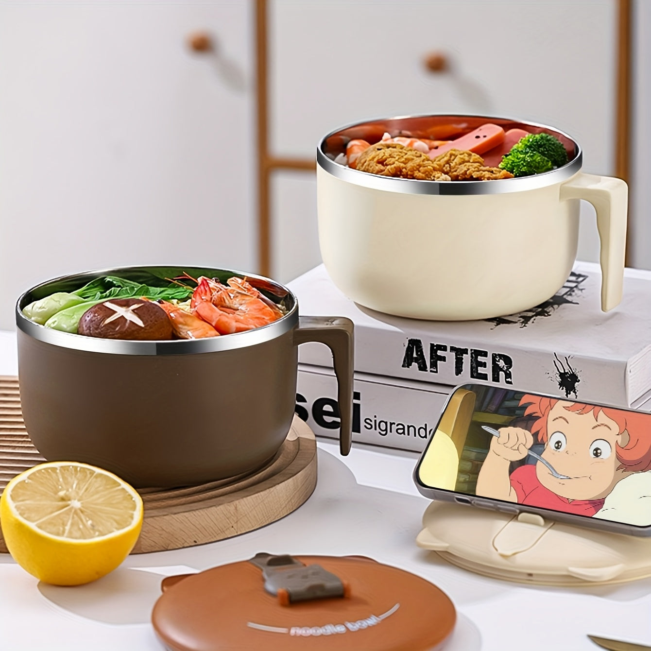 Värmelagrande matbehållare - 1300 ml sopp- och matskål i rostfritt stål