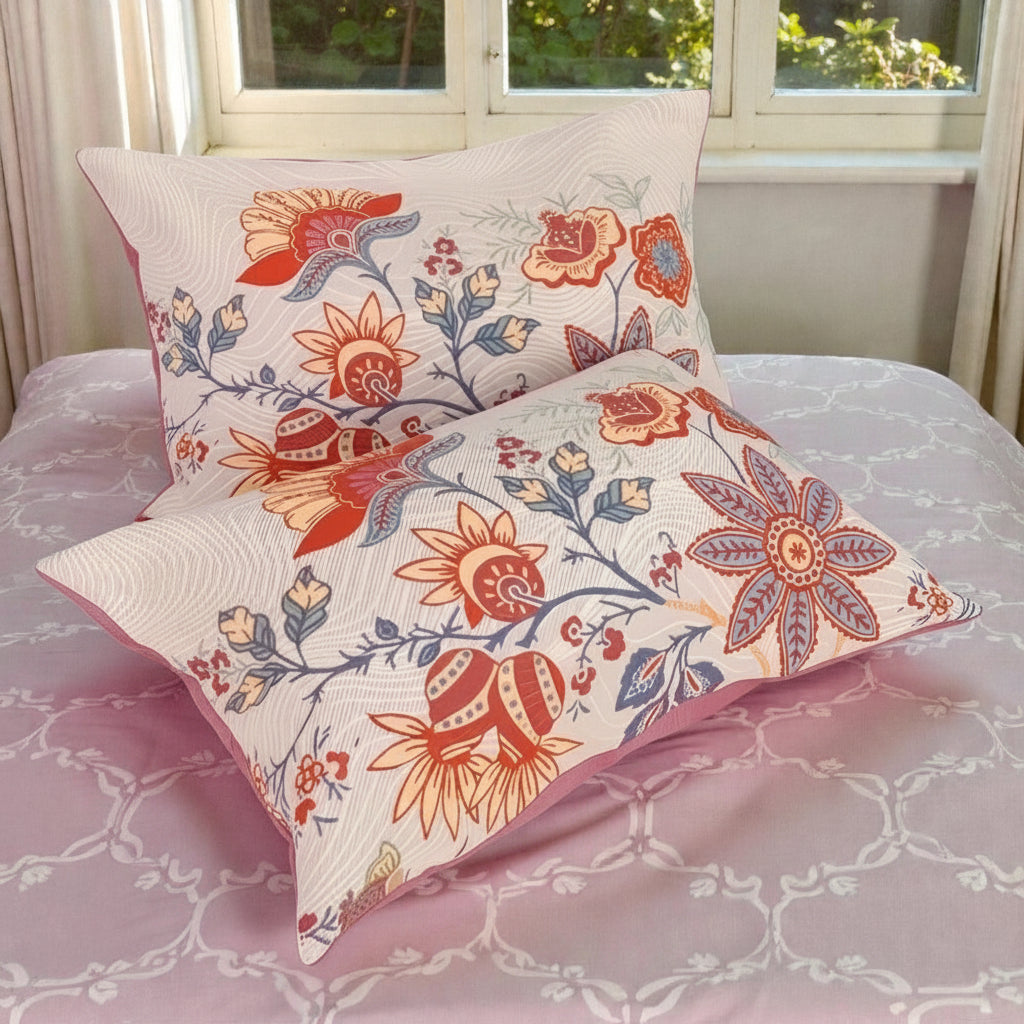 Örngott i vintage-stil med blommiga bohemiska motiv – Dekorativa accentkuddfodral