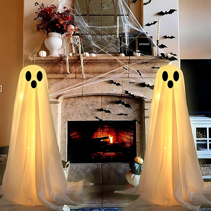Hemsökta glödande andar – LED-spökljus för kuslig Halloweendekoration